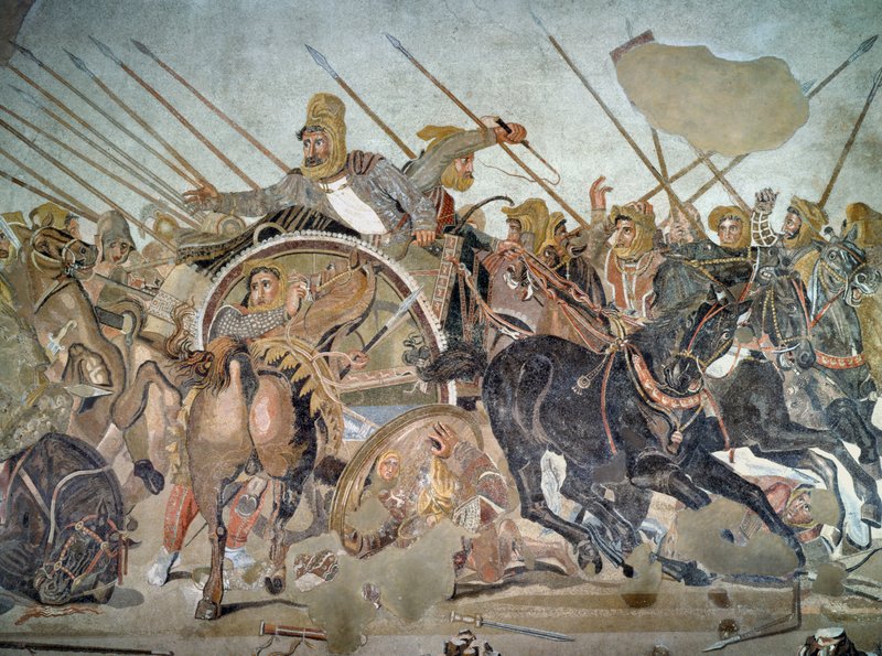 アレクサンドロス大王のモザイク、紀元前333年のイッソスの戦いで
